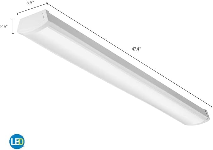 Lithonia Lighting 4 Foot LED Light Fixture, Low-Profile LED Wraparound Flush