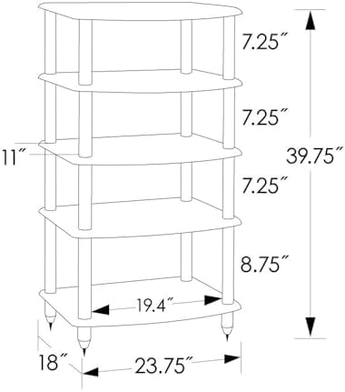 Pangea Audio Vulcan Five Shelf Audio Rack, Media Stand, and Components Cabinet 5 Shelf Carbon