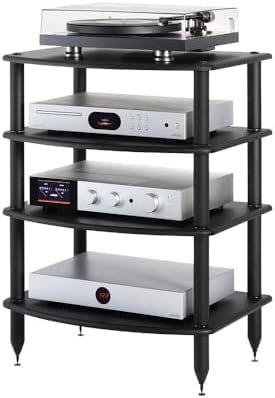 Pangea Audio Vulcan Four Shelf Audio Rack, Media Stand, and Components Cabinet 4 Shelf Black