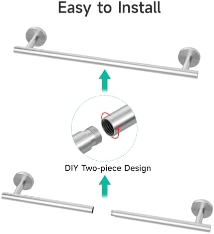 USHOWER 4PCS Brushed Nickel Bathroom Accessories Set, 18-Inch Towel Bar Set