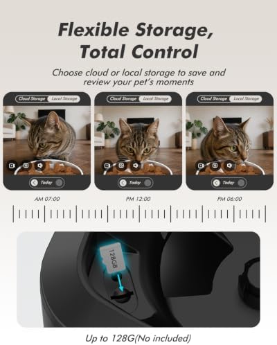 Automatic Dog Feeder with 2K Cameras - 8L/ 34 Cups Cat Food Dispenser for 2-18mm Dry Food, 2.4G&5G WiFi, Night Vision, 2-Way Talk, Up to 99 Portions 15 Meals Per Day, 10s Voice
