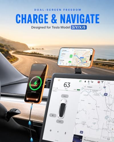 Magnetic Phone Mount for Laptop＆Tesla,15W Wireless for Magsafe Charger