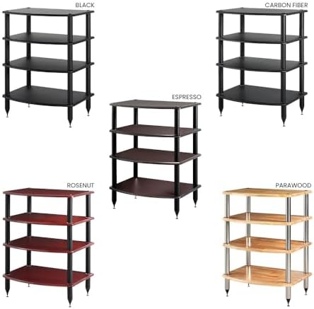 Pangea Audio Vulcan Four Shelf Audio Rack, Media Stand, and Components Cabinet 4 Shelf Black