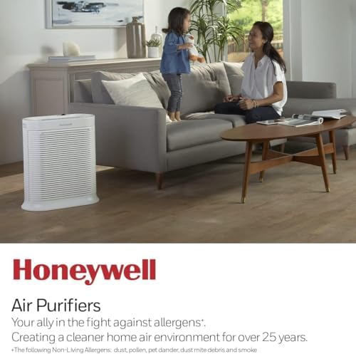 Honeywell AllergenPlus HEPA Air Purifier for Home, 2250 Ft² Rooms in 1 hour, Reduces Allergens, Dust, Pollen, Smoke, Pet Dander, Odors, White, HPA304