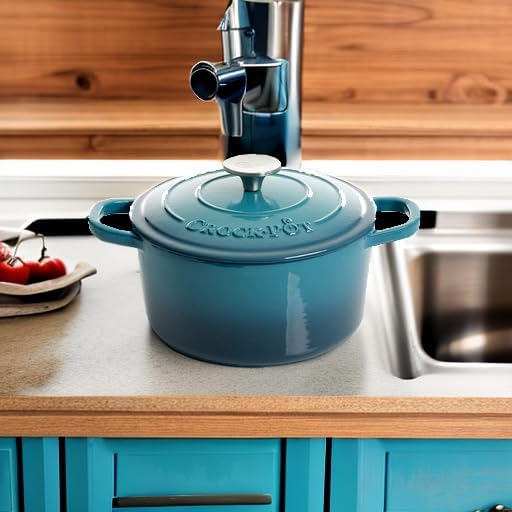 Crock-Pot Artisan 3-Quart Round Enameled Cast Iron Dutch Oven – Gradient Teal