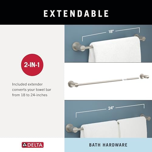 Delta 4-Piece Matte Black Bathroom Set Towel Rack, Ring, Toilet Paper Holder, Hook | Nicoli Bath Accessories