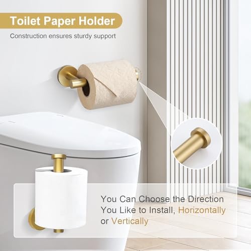 TQKAG 5 Piece Bathroom Accessories Set Brushed Gold Bathroom Hardware Set 23.6 Inch Bath Towel Bar Set SUS304 Stainless Steel Towel Rack Set