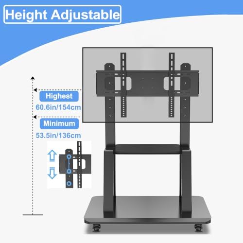 hellsehen mobile tv stand,rolling tvs cart on wheels on a desk or shelf