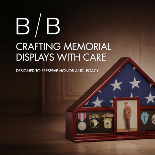 Bey-Berk Custom Personalized American Flag Display Case for 5' x 9.5' Burial Memorial Flag, Military Medal Shadow Box with Glass Front and 4"x 6" Picture Frame (Mahogany)