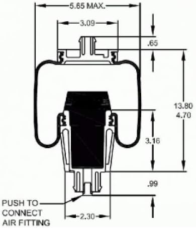torque 2 pack cab sleeper air spring bag, close-up detail