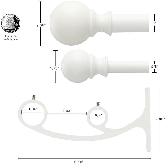 matte white double curtain rod 48 to 84, package contents