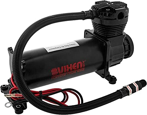 Vixen Air 12V Air Suspension Kit with 200 PSI Compressors and 4 Gallon Tank Onboard Air Ride System for Truck, RV, Car | for Air Bags, Air Springs, Heavy Load Leveling, Towing, Train Horns, VXO4841DB