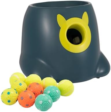 Automatic Ball Launcher for Dogs, Dog Fetch Ball Thrower Launcher, 3 Adjustable Distances, Interactive Pet Self Playing for Small Dogs and Puppies with 10 Balls (2 inches)