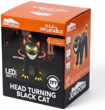 Joiedomi 7 ft Halloween Inflatables Outdoor Decoration, Blow Up Black Cat Inflatable with Moving Head & Green Eyes, Halloween Blow Ups Yard Decoration with LED Lights for Party Lawn Garden Decor