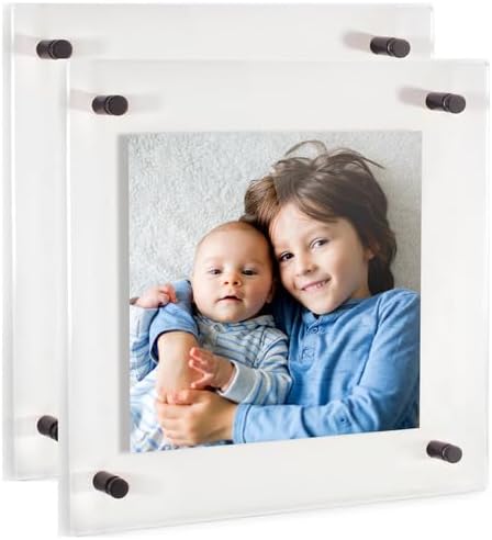 ArtToFrames 16x16 Inch Double Panel Floating Acrylic Picture Frame comes (2 Pack)