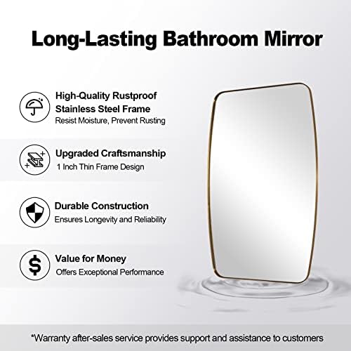 ANDY STAR Oval Mirrors for Bathroom, 20x28 Gold Bathroom Vanity Mirror with Metal Frame, Brass Oblong Mirror for Over Sink, Modern Anti Rust Wall Mounted