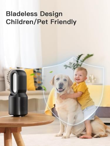 let'me Desk Fan, Small Bladeless Table Fan, Small Fan with 3 Speeds and Night Light, Quiet Desk Fan for Personal, Bedroom, Office, Nightstand