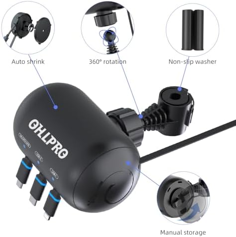 OHLPRO Multi Car Retractable Backseat 3 in 1 Car Charging Station, 2 Pack