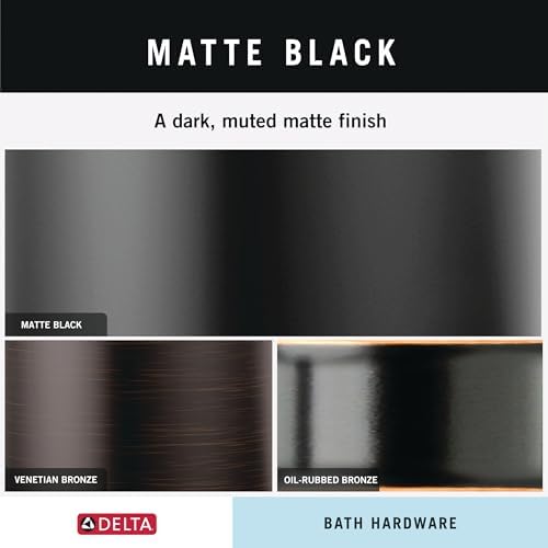 Delta 4-Piece Matte Black Bathroom Set Towel Rack, Ring, Toilet Paper Holder, Hook | Nicoli Bath Accessories