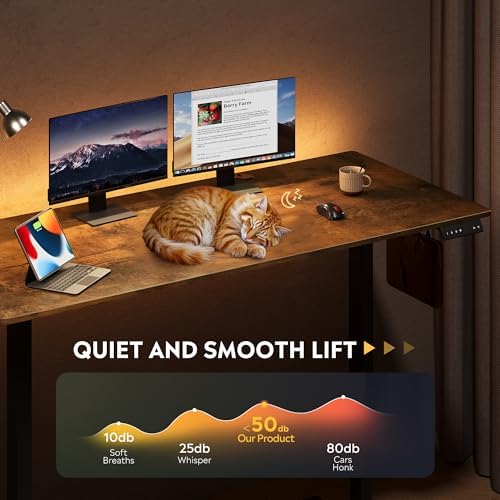 DEVAISE 63 Inch Standing Desk with Split Top, Computer Desk, Rustic Brown