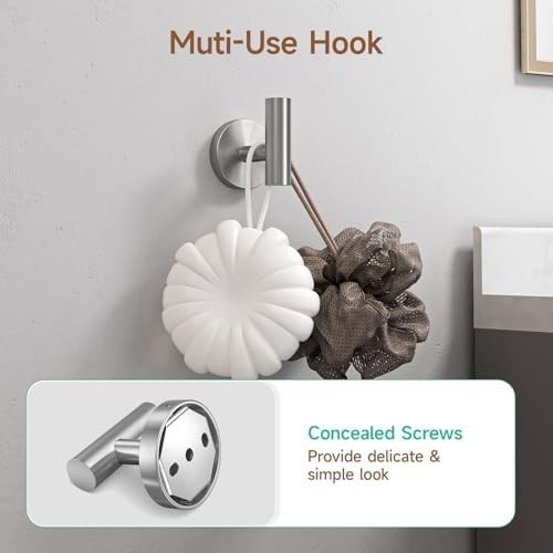 USHOWER 4PCS Brushed Nickel Bathroom Accessories Set, 18-Inch Towel Bar Set