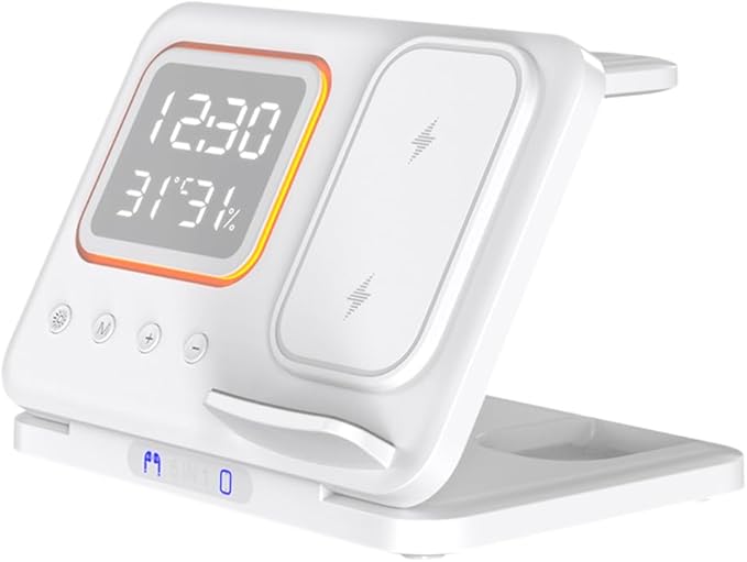 IHAO 5in1 Multi Functional Wireless Charging Station Digital Clock 15W Fast