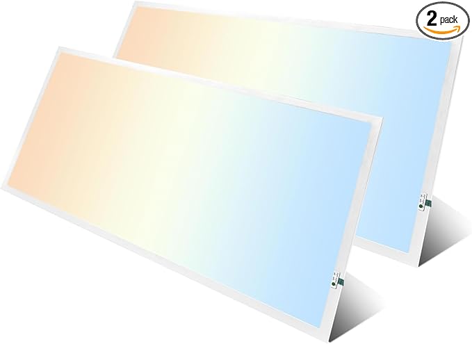 2X4 LED Flat Panel Light with Emergency Battery Backup, 50W 3000K/4000K/5000K (2 Pack)