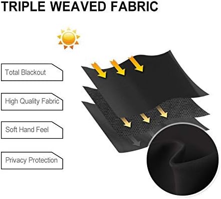 DWCN Black Blackout Curtains for Bedroom, Room Darkening Thermal Light Blocking