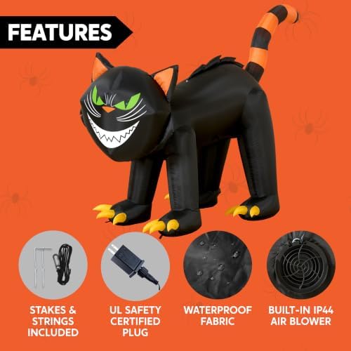 Joiedomi 7 ft Halloween Inflatables Outdoor Decoration, Blow Up Black Cat Inflatable with Moving Head & Green Eyes, Halloween Blow Ups Yard Decoration with LED Lights for Party Lawn Garden Decor