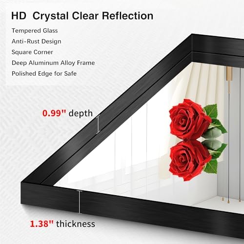Black Bathroom Mirror, 30x36 Inch Rectangular Framed Mirror, Large Wall Mounted Bathroom Vanity Mirror Over Sink for Bedroom,Restroom, Living Room, Hangs Vertically or Horizontally