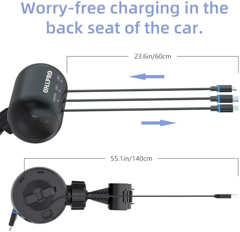 OHLPRO Multi Car Retractable Backseat 3 in 1 Car Charging Station, 2 Pack