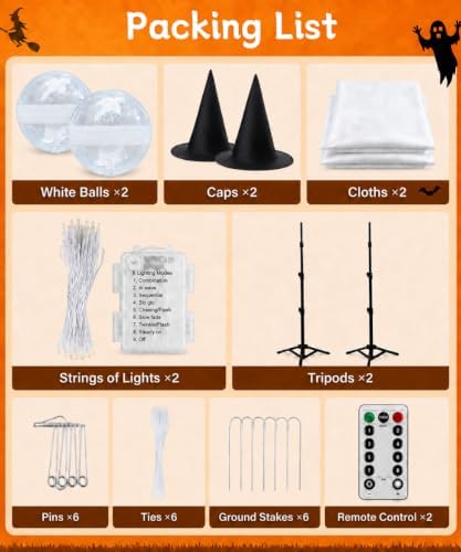 2 Pack Lighted Halloween Ghost Decorations with Remote & Timer