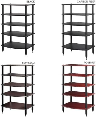 Pangea Audio Vulcan Five Shelf Audio Rack, Media Stand, and Components Cabinet 5 Shelf Carbon