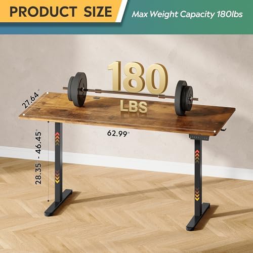 DEVAISE 63 Inch Standing Desk with Split Top, Computer Desk, Rustic Brown