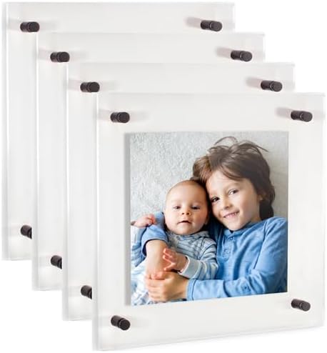 ArtToFrames 16x16 Inch Double Panel Floating Acrylic Picture Frame comes (4 Pack)