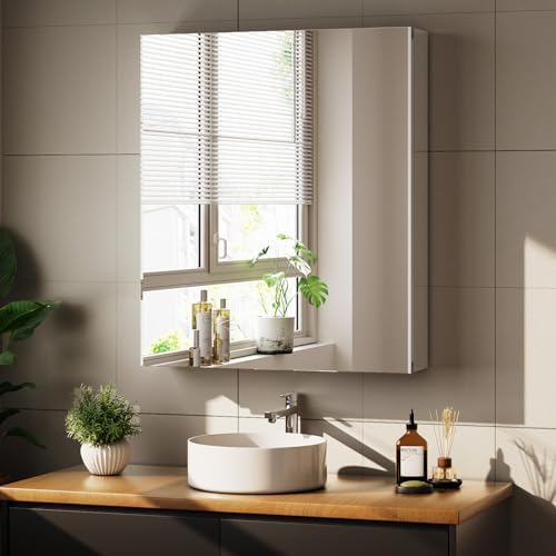 16" x 24" Bathroom Medicine Cabinet Mirror, Aluminum Frame Silver