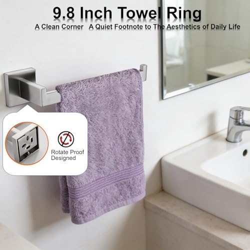 Bathroom Hardware Set 15 Piece Brush Nickel Bathroom Accessories Set SUS304 Towel Bar Set Includes 3 Towel Bar 24 Inch+3 Towel Holder+3 Toilet Paper Holder+6 Towel Hooks (15, Brushed Nickel)