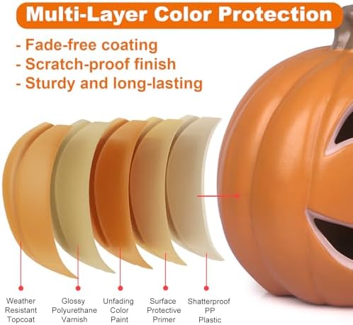 11" Jack O Lantern Halloween Pumpkin Lantern Light Up Pumpkin Decorations Lighted Pumpkin with LED Bulb Indoor/Outdoor Pumpkin Decoration