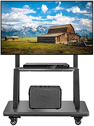 hellsehen mobile tv stand,rolling tvs cart on wheels shown in use