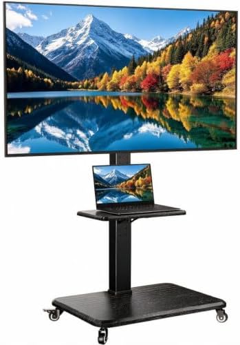 perlegear rolling tv stand for 30-75 inch tvs shown in use