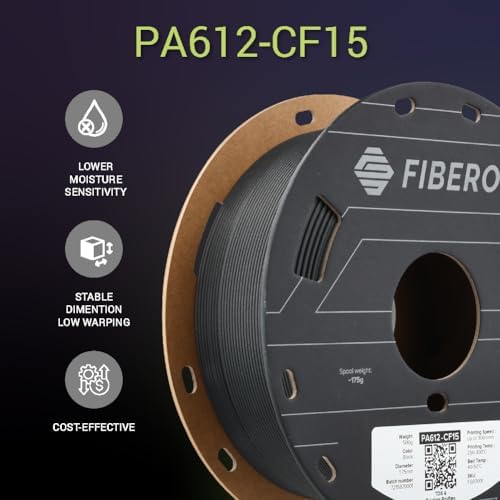 Polymaker Fiberon PA612-CF15 Carbon Fiber Nylon Filament 1.75mm, Black, 0.5kg