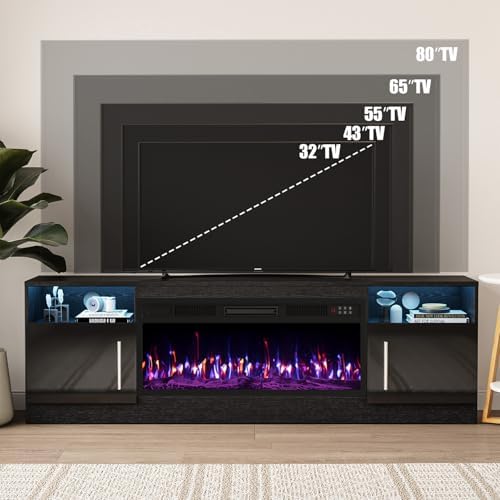 VITESSE 70”Fireplace TV Stand,Modern Entertainment Center Heating Fireplace