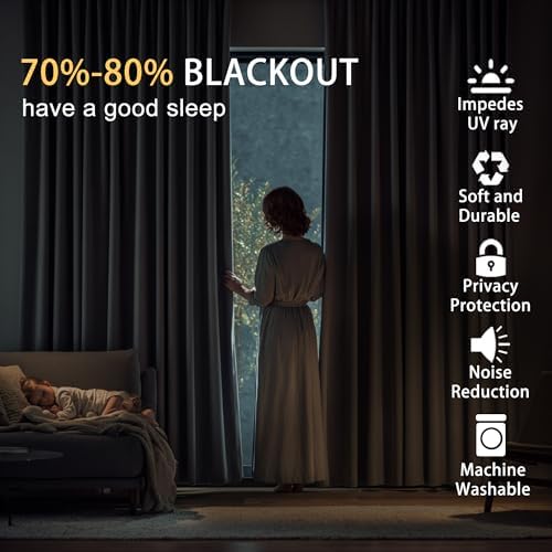 JIUZHEN Blackout Curtains for Bedroom Living Room 52 x 84 Inches Long