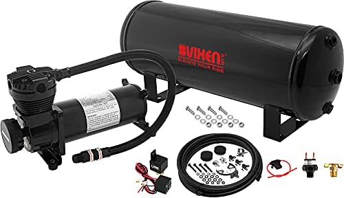 Vixen Air 12V Air Suspension Kit with 200 PSI Compressor and 3 Gallon Tank Onboard Air Ride System for Truck, RV, Car | for Air Bags, Air Springs, Heavy Load Leveling, Towing, Train Horns, VXO4831B