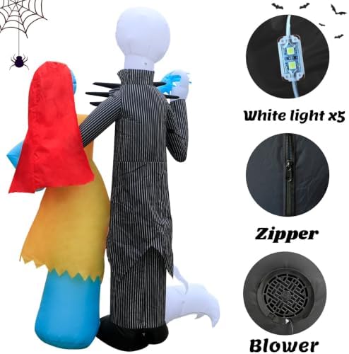 6Ft Inflatable Halloween Outdoor Yard Decoration - Halloween Skeleton Couple and Dog Blow Up Decoration - Built-in LED Lights - Suitable for Garden Lawn Indoor Party Decoration