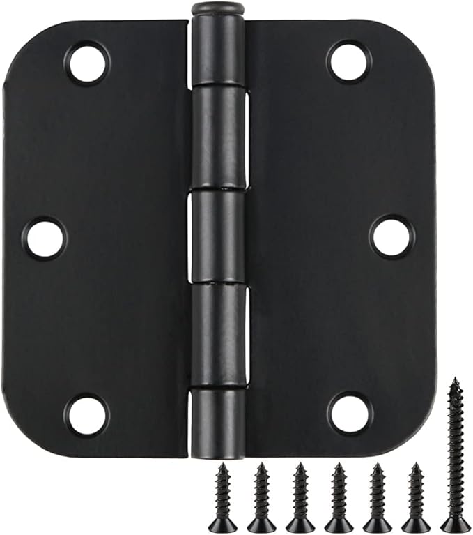 Rounded Door Hinges 3-1/2" x 3.5 inch, 5/8 Radius, Matte Black 3 ½ Inch 42 Pack