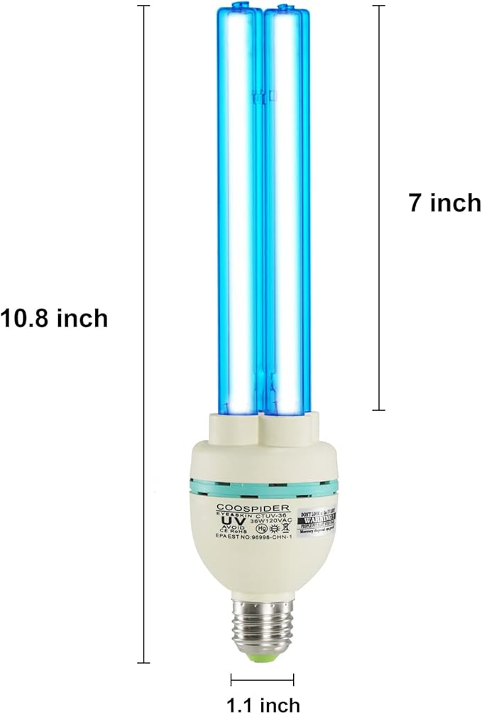 36 Watts UVC Light Bulb, UV Lamp
