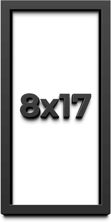 8x17 Shadow Box Frame Black | 1 Inch Deep Solid Wood Shadowbox Display Frame |