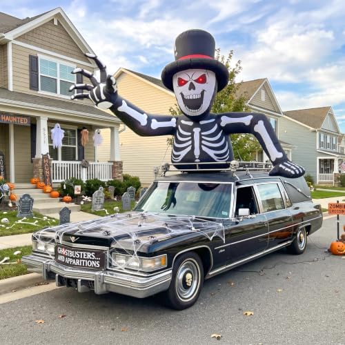 10FT Giant Led Lighted Halloween Inflatables Skeleton for Roof Garden