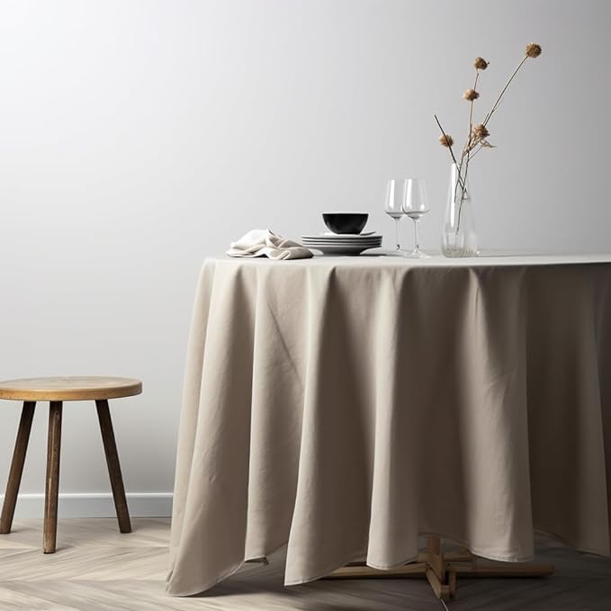 EVERLY 100% Pure Linen Round Tablecloths 70Inch Round Machine Washable Tablecloths for Thanksgiving,Decorative Halloween,Buffet Parties,Picnic,Events,Weddings and Restaurants-Natural Linen